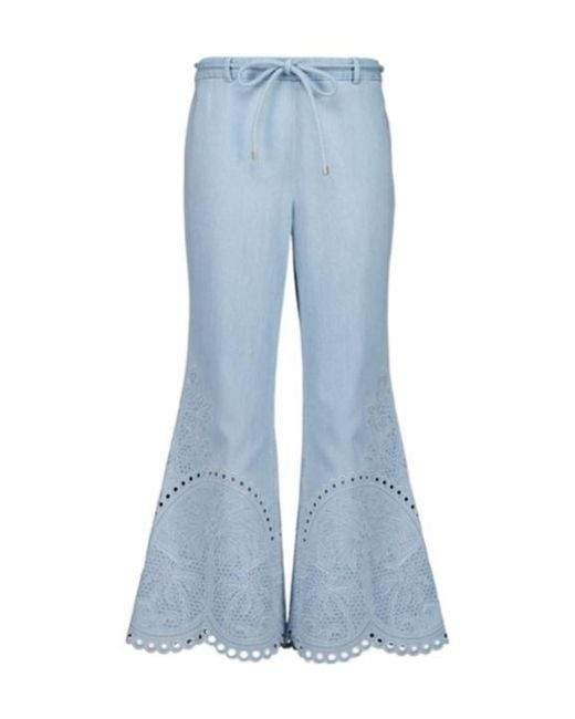 Zimmermann Blue Ice Storm Daylight Cropped Flared Trousers