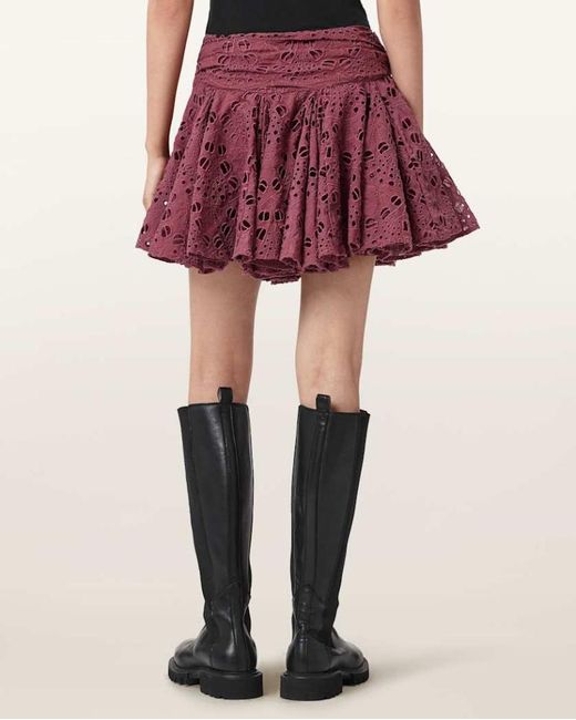AllSaints Red Dotty Mini Skirt