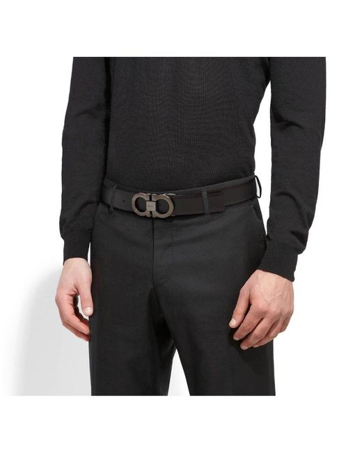 Ferragamo White Ferragamo Gancini Reversible Belt for men