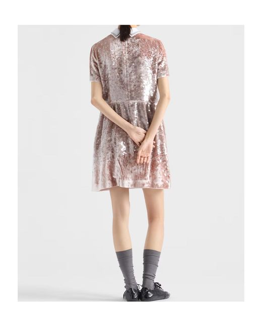 Prada Pink Sequined Velvet Mini-Dress