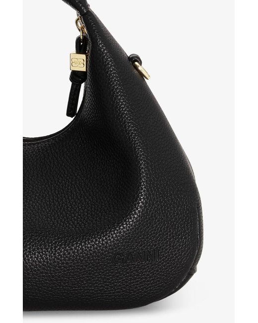 Ganni Black Butterfly Logo Mini Hobo Bag