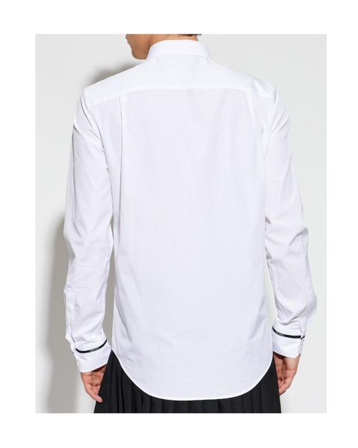 McQueen White Embroidered-Logo Cuff Shirt for men