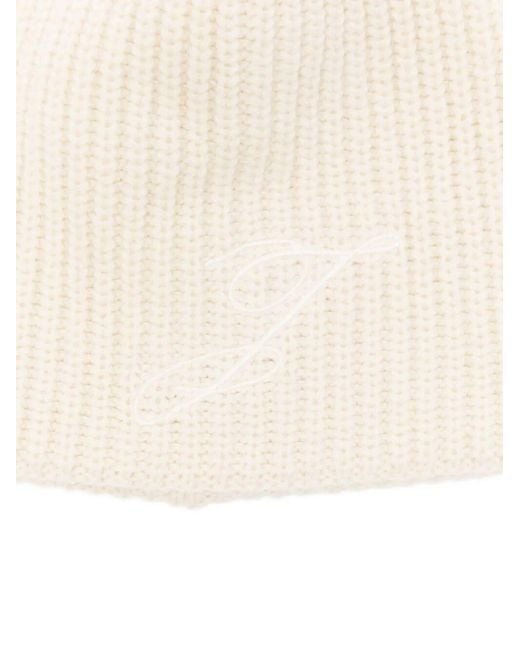 Jacquemus White Ribbed Beanie for men
