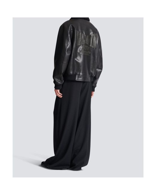 Balmain Black Aviator Zip-Up Bomber Jacket for men