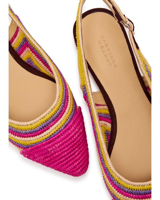 Gabriela Hearst Pink Strength Striped Raffia Slingback Flats