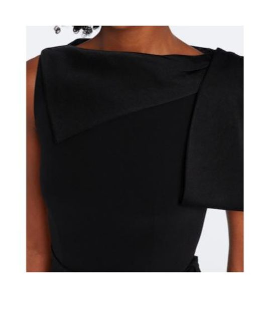 Roland Mouret Black Bow-Detail Belted Midi Dress