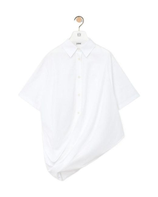 Loewe White Asymmetric Draped Top