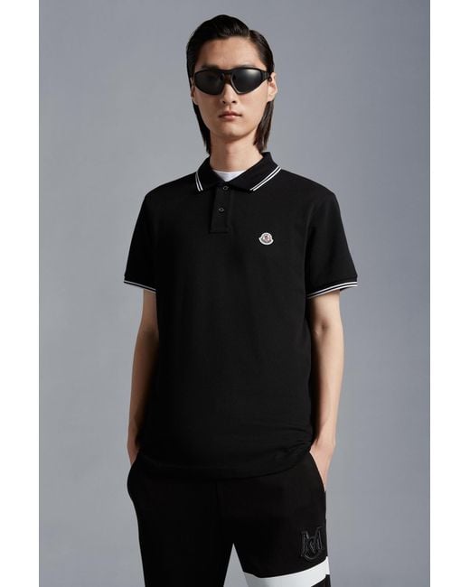 Moncler Black Logo Patch Polo Shirt for men