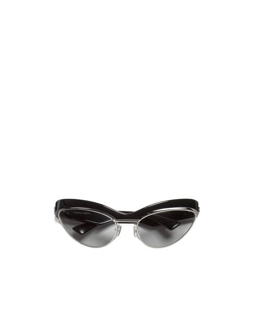 Bottega Veneta White Eyewear Duo Angle Cat Eye Sunglasses