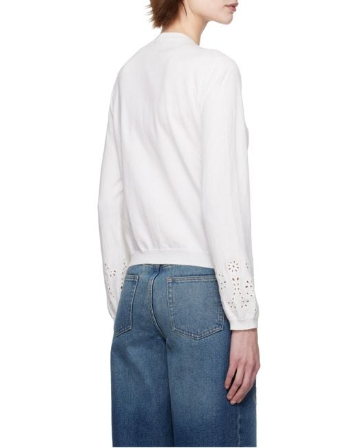 A.P.C. White Crew Neck Cardigan