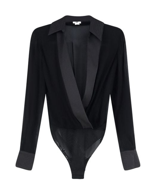Elisabetta Franchi Blue Collared Bodysuit