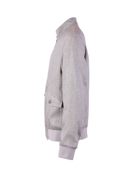Herno Gray High-Neck Zipped Bomber Jacket for men