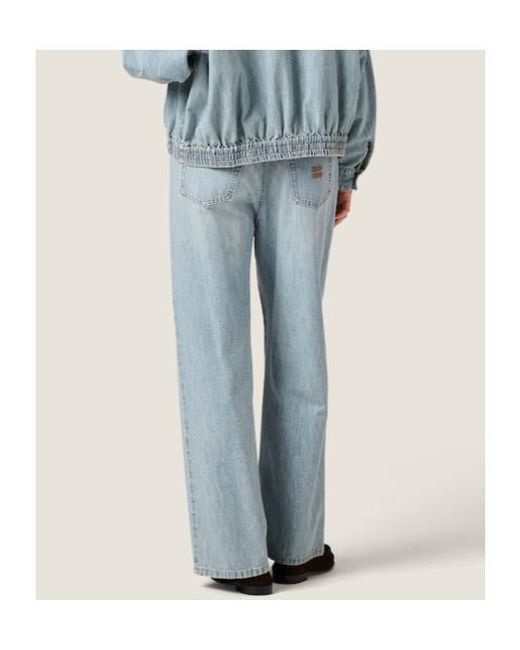 Miu Miu Blue Logo-Embroidered Denim Jeans