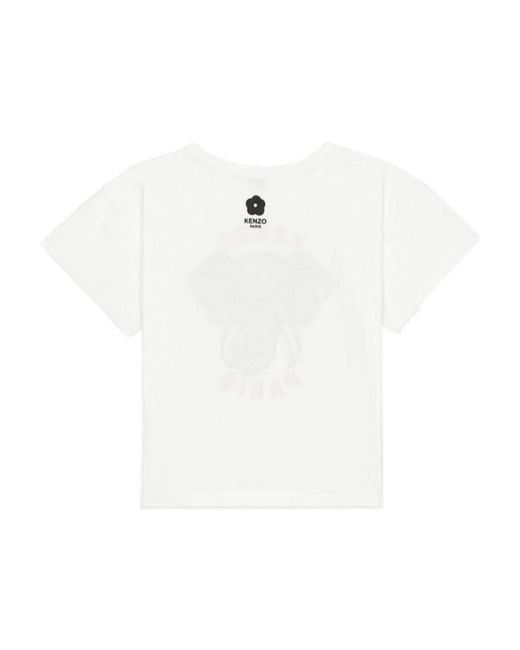 KENZO White Elephant-Embroidered Crewneck T-Shirt