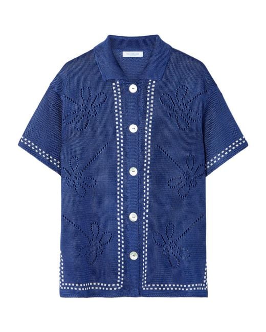 Calle Del Mar Blue Party Pointelle-Knit Shirt