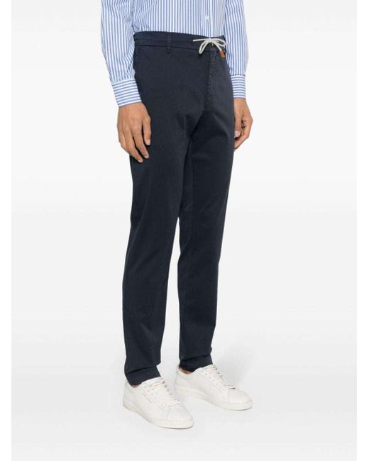 Eleventy Blue Drawstring-Waist Chino Trousers for men