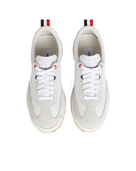 Thom Browne White Lace-Up Runner Sneakers