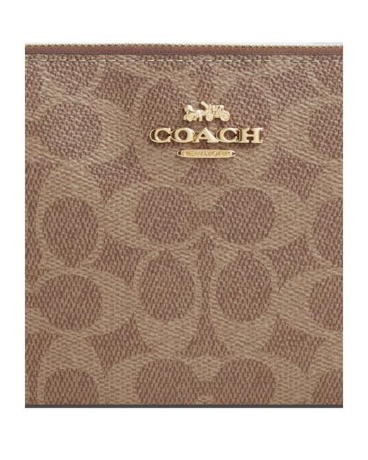 COACH Brown Large Corner Zip Wristlet