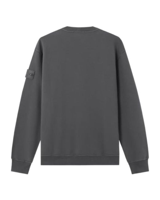 Stone Island Gray Logo Patch Crewneck Sweatshirt for men