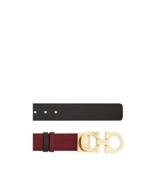 Ferragamo White Gancini Reversible Leather Belt