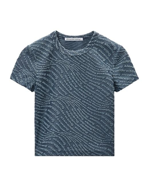 Alexander Wang Blue Logo Jacquard Crewneck T-Shirt