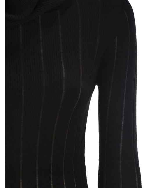 Max Mara Black Long-Sleeve High-Neck Top