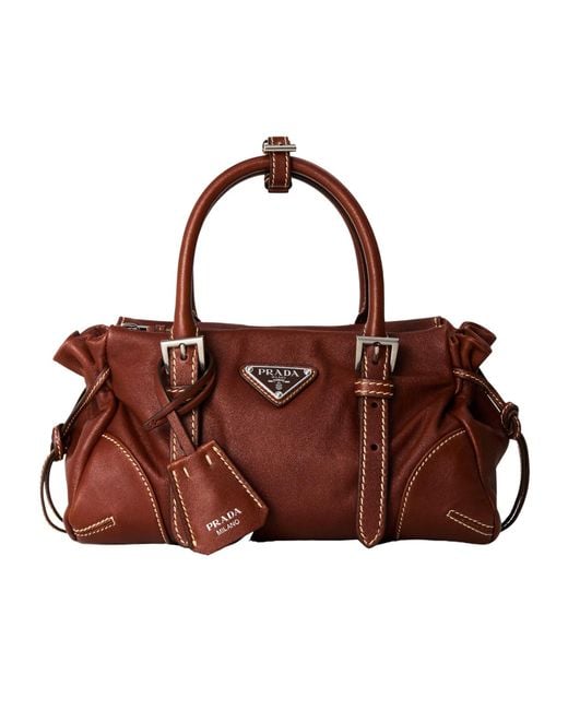 Prada Brown Vintage Soft Leather Tote Bag