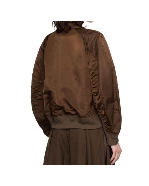 Sacai Brown Patchwork Design Cardigan
