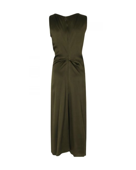 Victoria Beckham Green Ruffled Asymmetric Dress