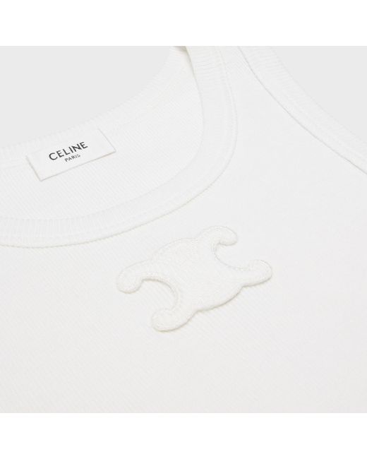 Céline White Triomphe Tank Top