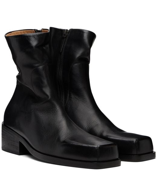 Marsèll Black Marsèll Square Toe Zipped Boots for men