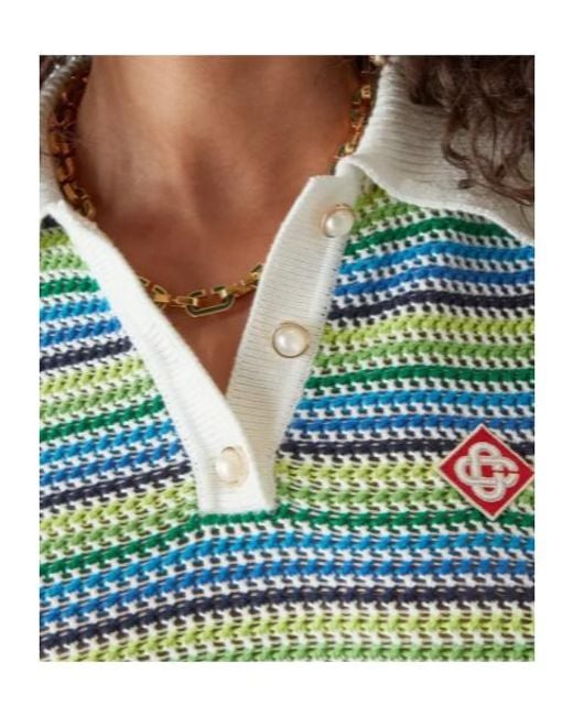 Casablanca Blue Stripe Short Sleeved Polo Shirt