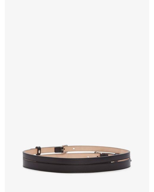 McQueen White Thin Double Wrap Belt