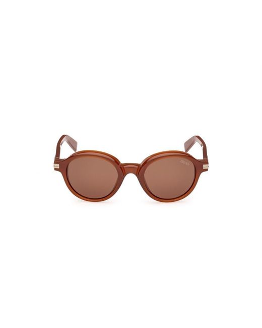 Zegna Brown Full Frame Sunglasses for men