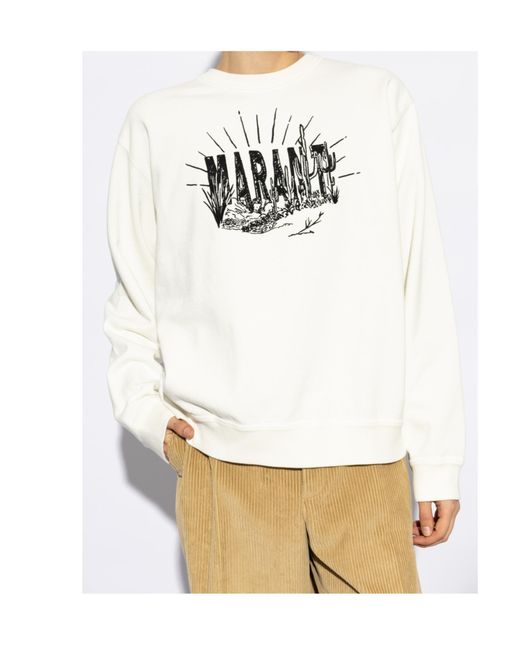 Isabel Marant White Mikoy Logo Printed Sweatshirt for men