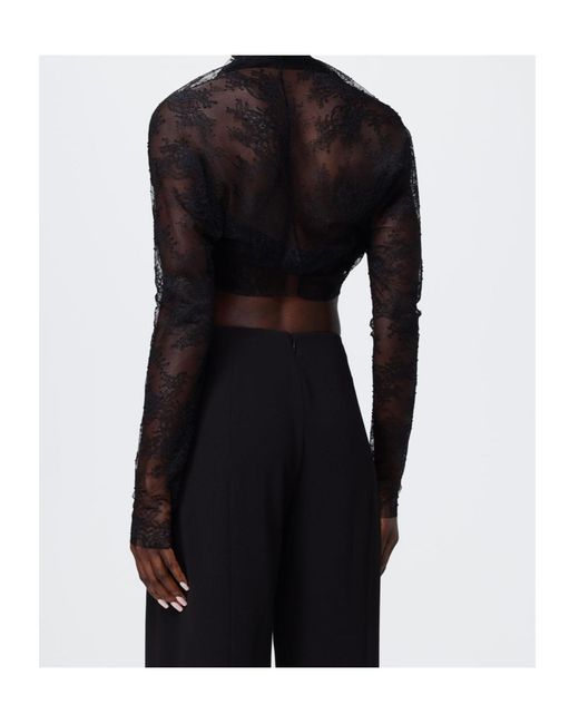 Alberta Ferretti Black Long Sleeve Laced Top