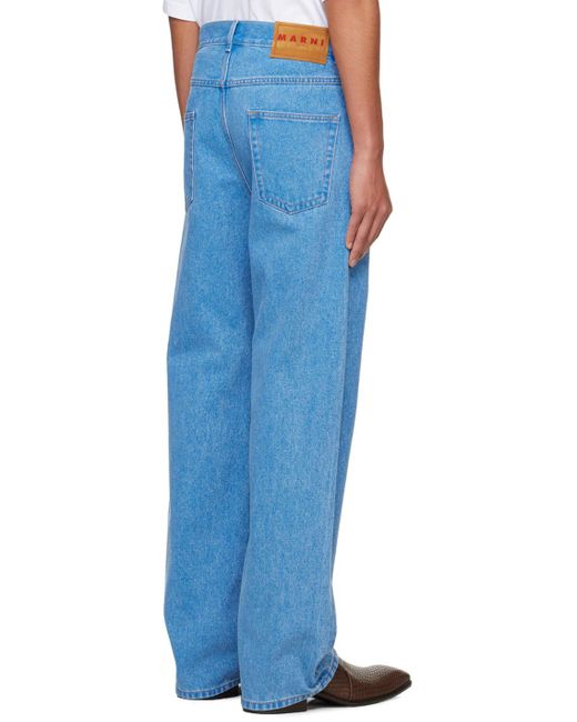 Marni Blue Logo Patch Straight Leg Jeans for men