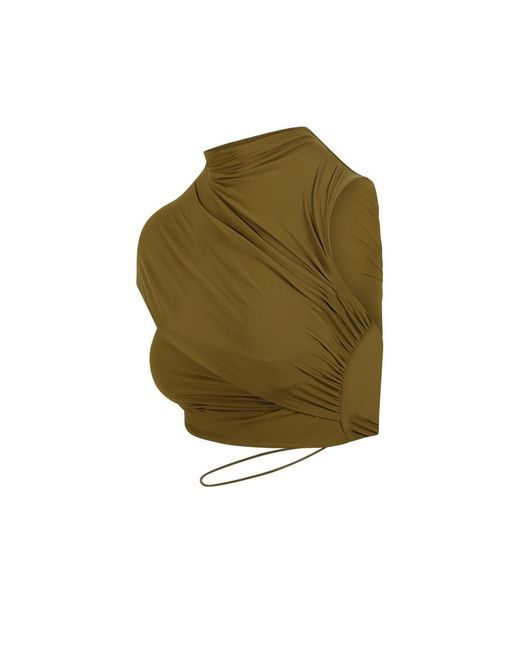 Amazuìn Green Aliukg Draped One-Shoulder Top