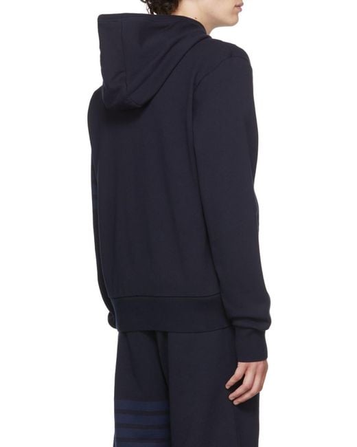 Thom Browne Blue Tonal-Bar Hooded Jacket for men