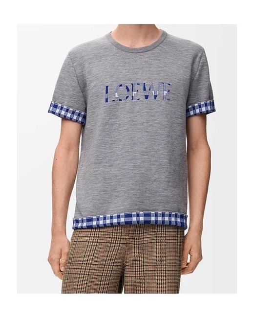 Loewe Gray Wool And Cotton Blend T-Shirt for men