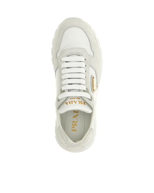 Prada White Prax 01 Panelled Sneakers