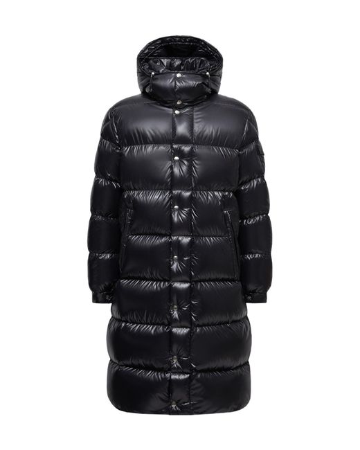 Moncler Black Hanoverian Logo Patch Quilted Coat for men