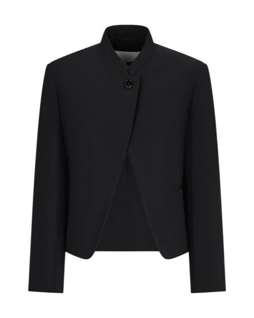 Jil Sander Black Mandarin-Collar Wool Jacket