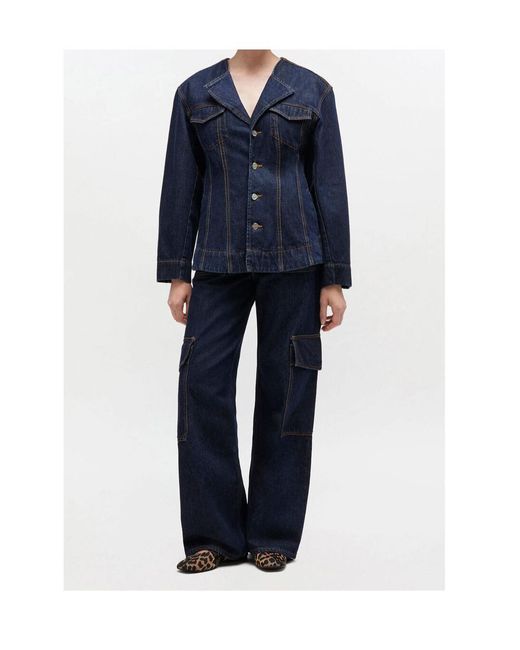 Ganni Blue Long-Sleeved Denim Jacket
