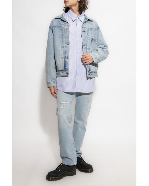 Jil Sander Blue Striped Cotton Shirt for men
