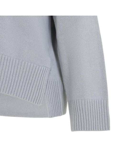Peserico Gray Ribbed-Knit V-Neck Sweater
