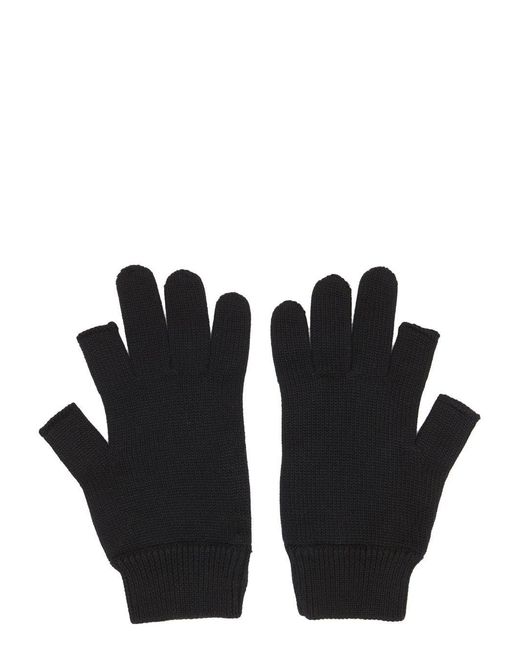 Rick Owens Black Fingerless Wool Gloves