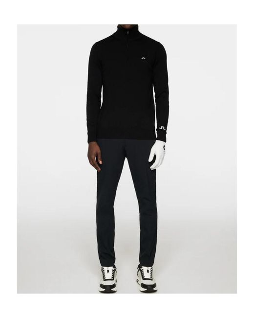 J.Lindeberg Black Half-Zip Fine-Knit Jumper for men