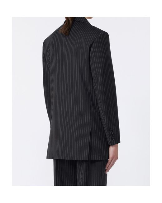 Max Mara Black Mattia Striped Double-Breasted Blazer