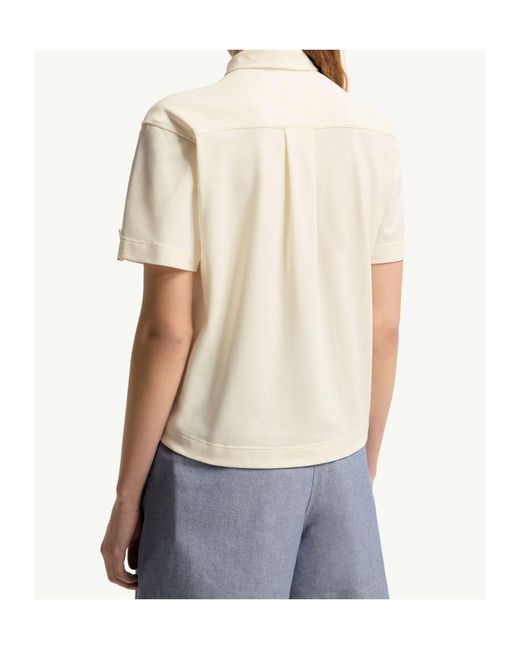 Moncler White Embroidered Botanical Motif Polo Shirt